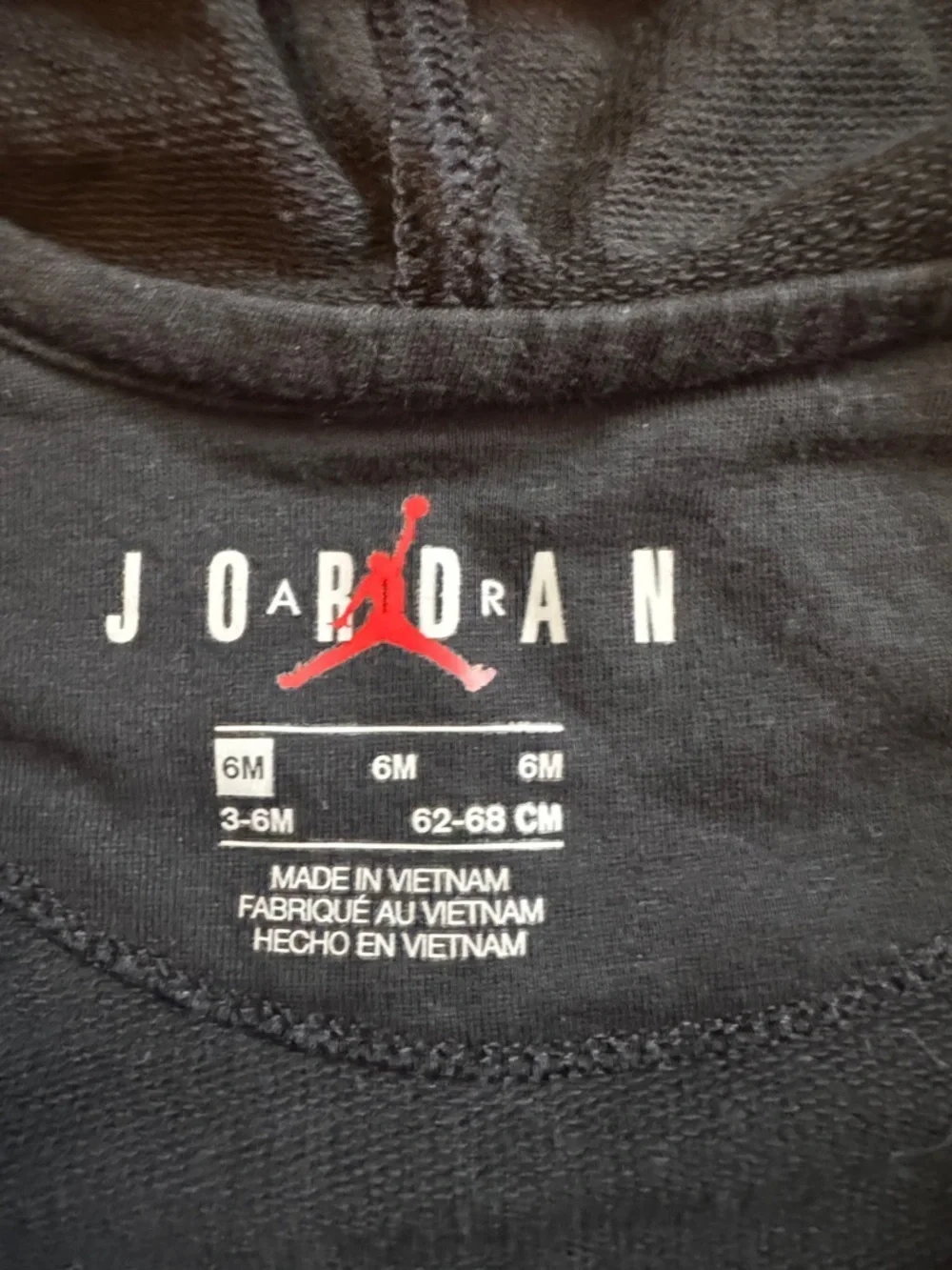 Nike Jordan Black Hooded One-Piece 6 months Red Nike Air Logo unisex cotton